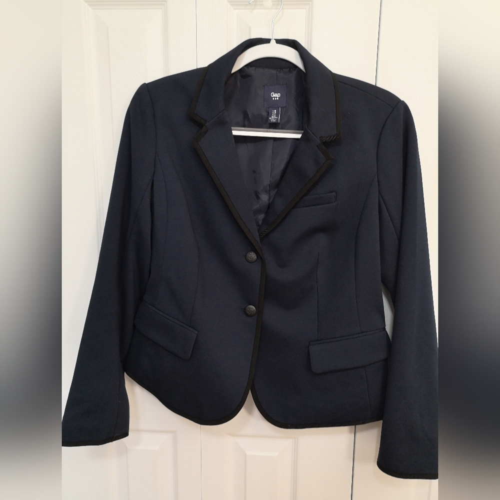 GAP Vintage Academy Women's Navy Blazer with Black Trim Size 10
